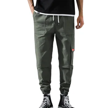 

Men's Casual Straight Overalls Pocket Trousers Drawstring cargo Pants sweatpants joggers pantalones hombre streetwear plus size