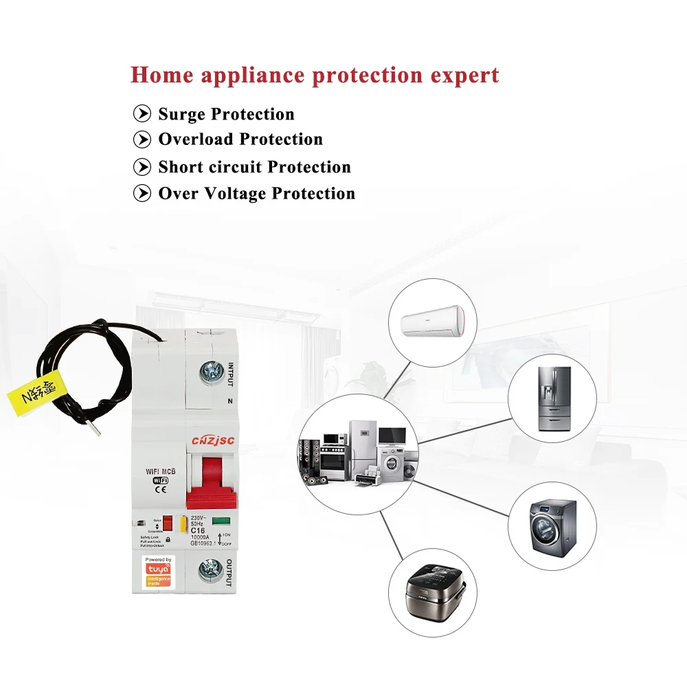  Tuya( Smart Life) 1P 16A WiFi Smart Circuit Breaker overload short circuit protection Amazon Alexa  - 4000118096108