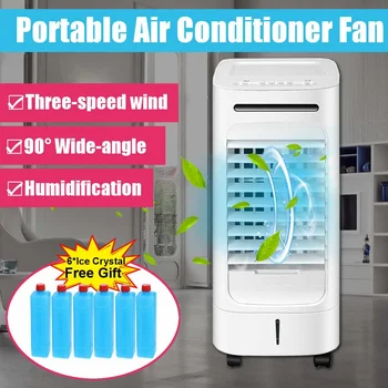 

75W 220V Indoor Room Air Condition Fan w/ Large Tank Power Saving Mobile Water Air Cooler Sleep Timer Portable+6pcs Ice Crystal