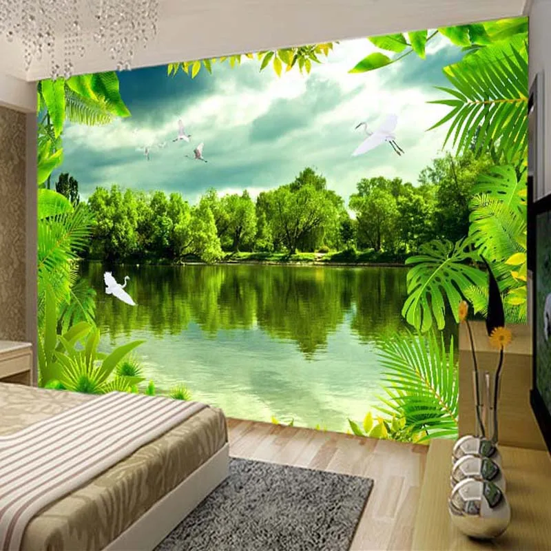 

Drop Shipping Custom 3D Photo Wallpaper Tropical Rain Forest Green Landscape Photography Decor Wall Painting Large Murals