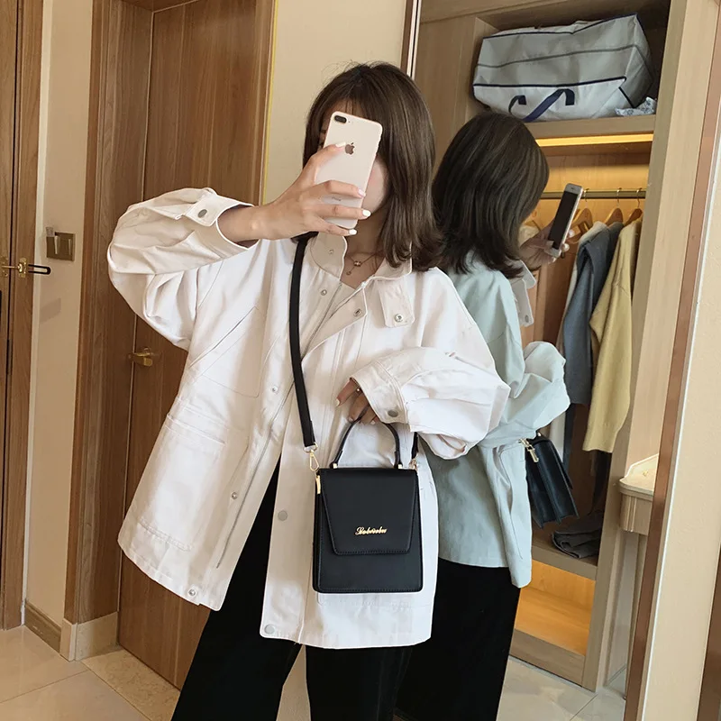 

Hand Bag 2019 New Style Versatile Solid Color Shoulder Bag Hong Kong Style Retro Square Sling Bag Simple Hand Shoulder Bag