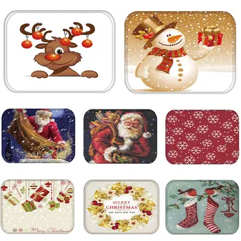 

Mat in Hallway Kitchen Rubber Doormat Merry Christmas Santa Claus Home Decor Living Room Rug Anti-Slip Dustproof Kitchen Carpet
