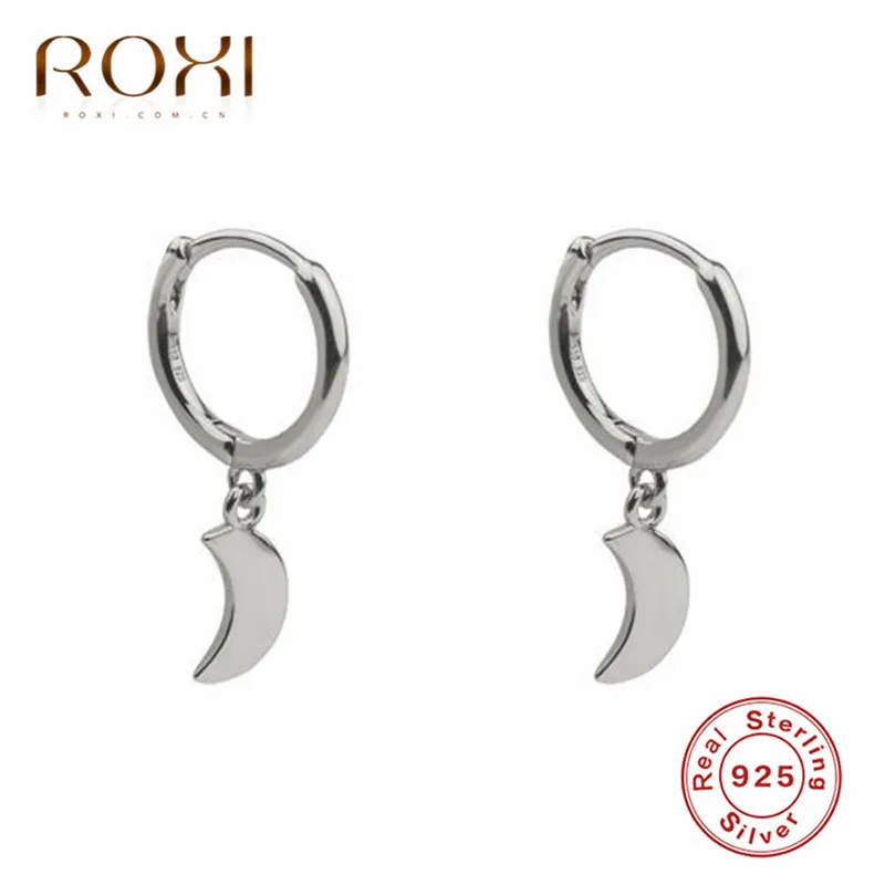 Платиновое покрытие ROXI, бохо, полумесяц, серьга в форме Луны, 925 пробы, серебряная луна, подвеска, маленькие серьги-гвоздики для женщин, ювелирное изделие, женские серьги-гвоздики, подарок - Окраска металла: Платиновое покрытие
