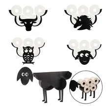 Household Toilet Paper Holder Sheep-shaped Wall-mounted Black Metal Paper Bathroom Paper Towel Holder Toilet roll holder