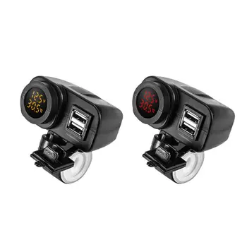 

Motorcycle Dual USB Charger Voltmeter Thermometer for Cell Phones/Tablets/GPS