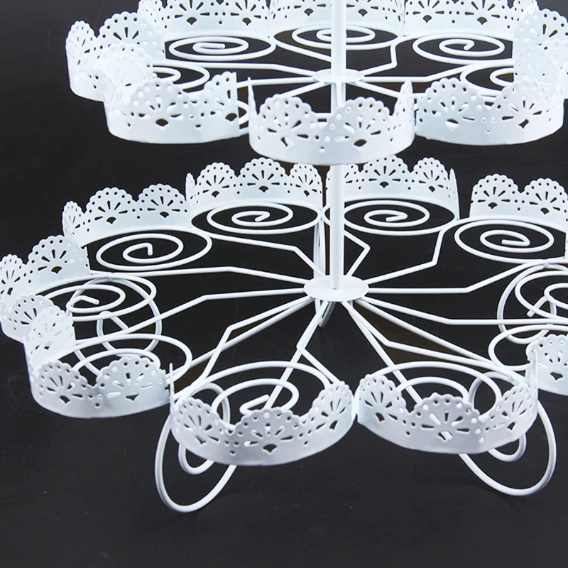 Свадебные двухуровневые белые стеллажи для кексов 12 шт. тарелки дома вечерние