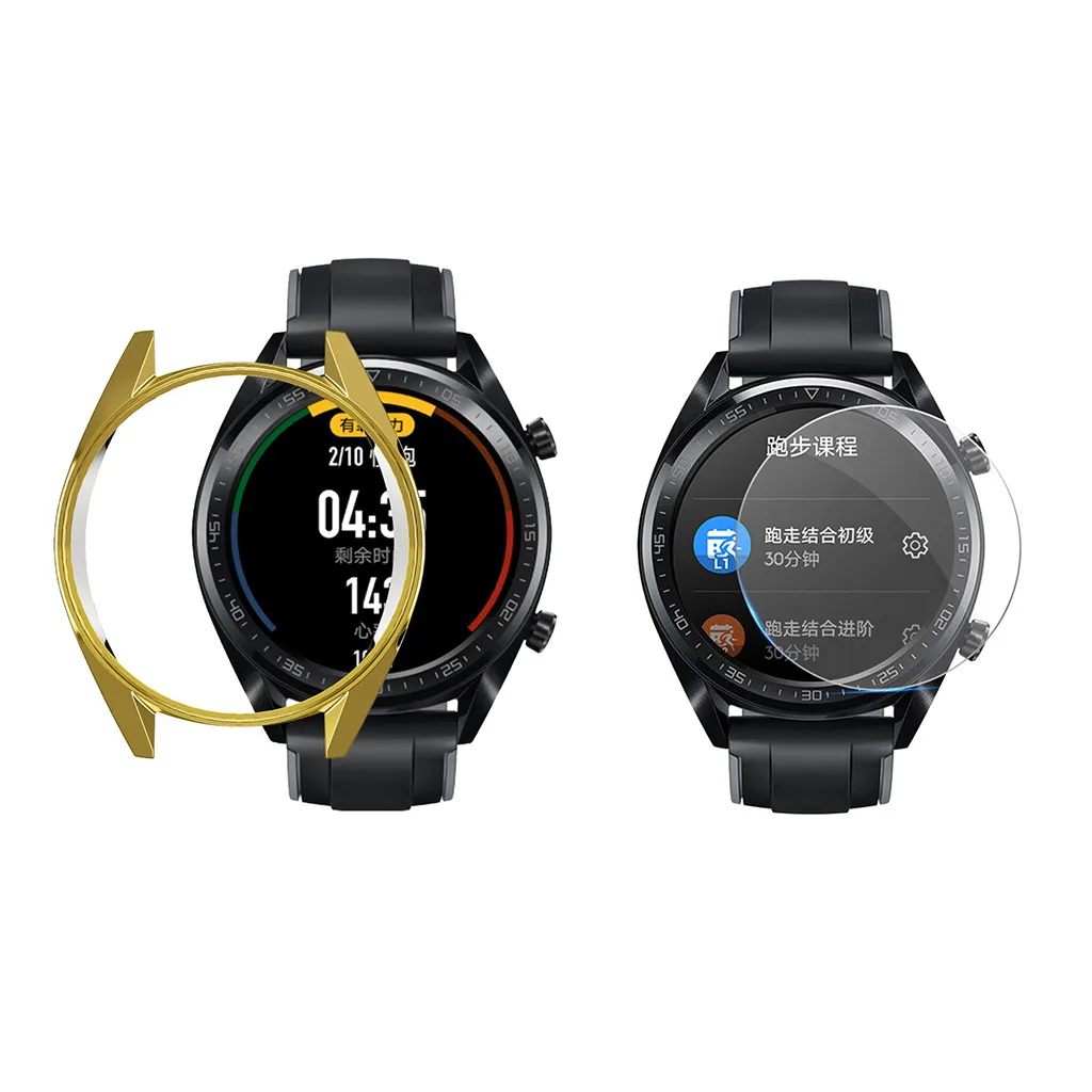 Gold ТПУ Смарт-часы защитный чехол для huawei Watch GT 46 мм защитная рамка Smartwatch аксессуары с защитой экрана# H15 - Цвет: Gold