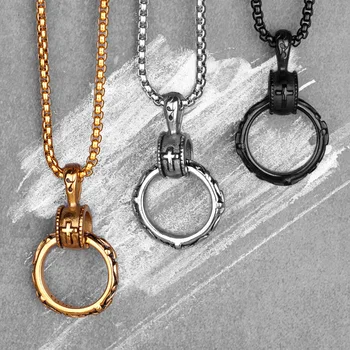 

Cross Ring Gold Black Mens Long Necklaces Pendants Chain Hip Hop for Boy Male Stainless Steel Jewelry Creativity Gift Wholesale