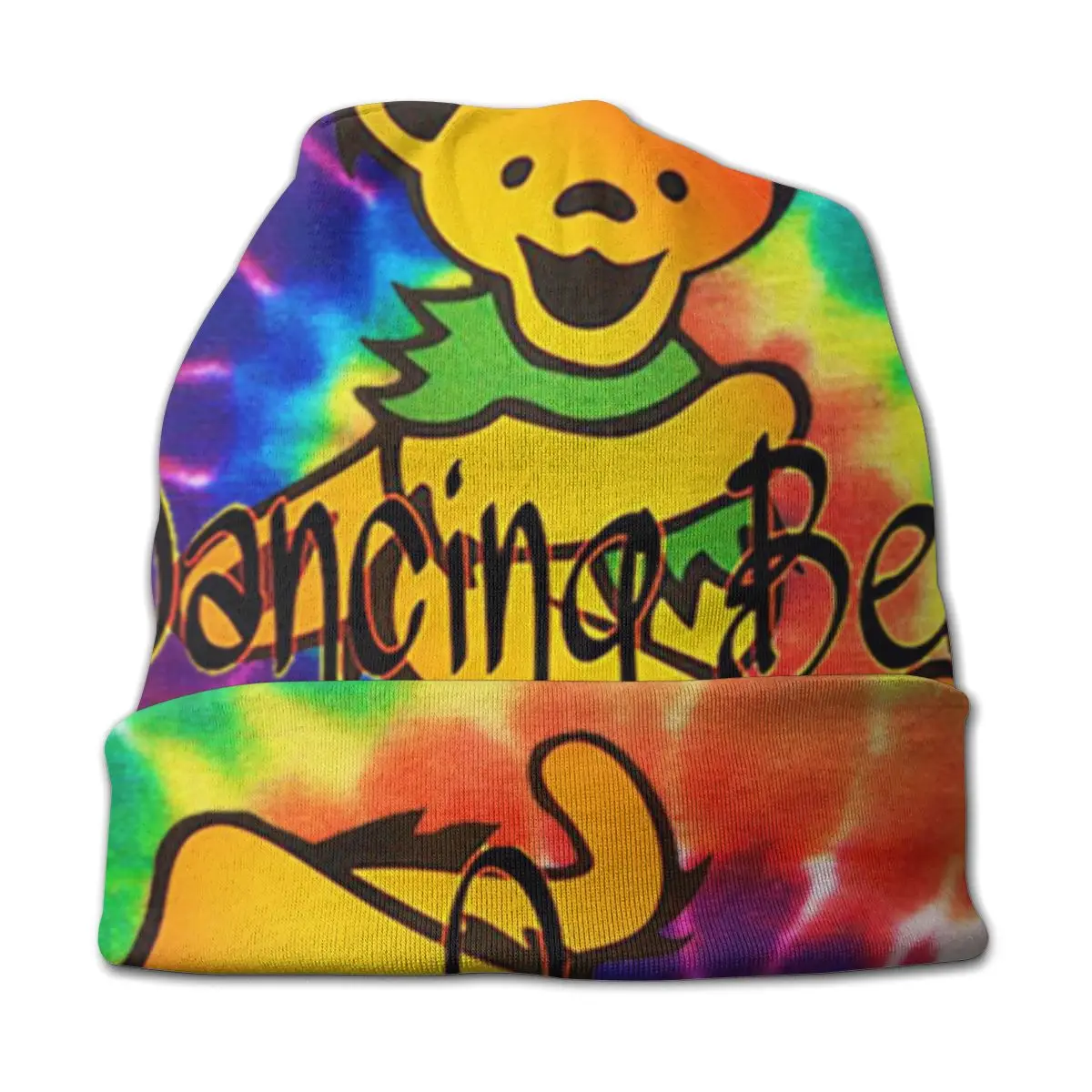 Танцующий медведь фрески красочные Tie Dye унисекс для взрослых Повседневная шапка бини Открытый ветрозащитный вязаный лыжный рукав Skully шапочки