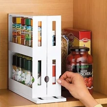 Kitchen Spice Organizer Rack Multi-Function Rotating Storage Shelf Slide Kitchen Cabinet Cupboard Organizer Kitchen Storage Rack kitchen spice storage racks organizer multi function rotating shelf slide spice rack seasoning kitchen storage holders