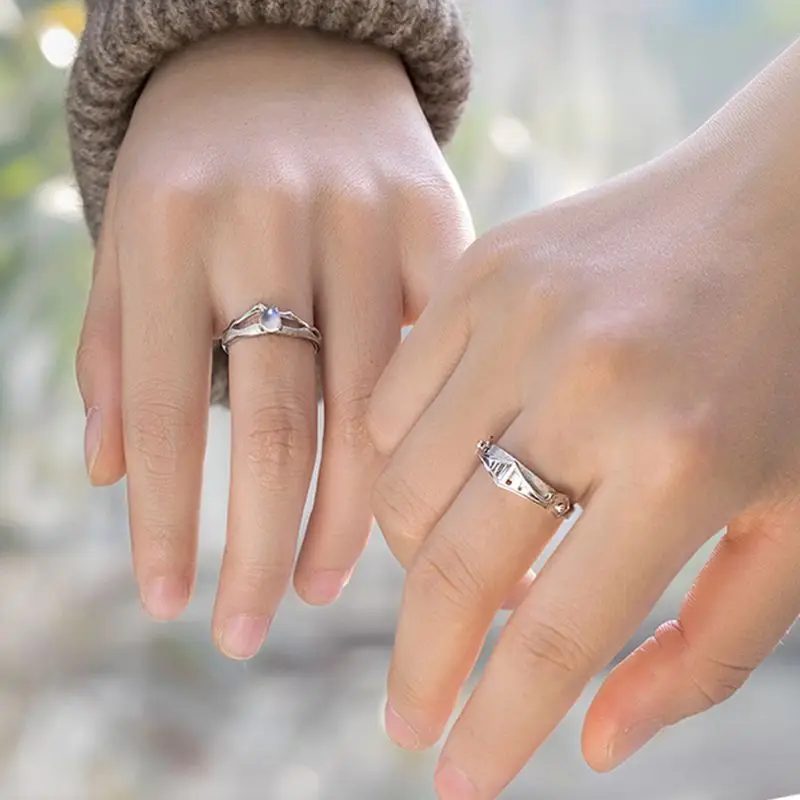 S925 Plated Moonstone Princess and Knight Open Band Rings Lover Jewelry | Украшения и аксессуары