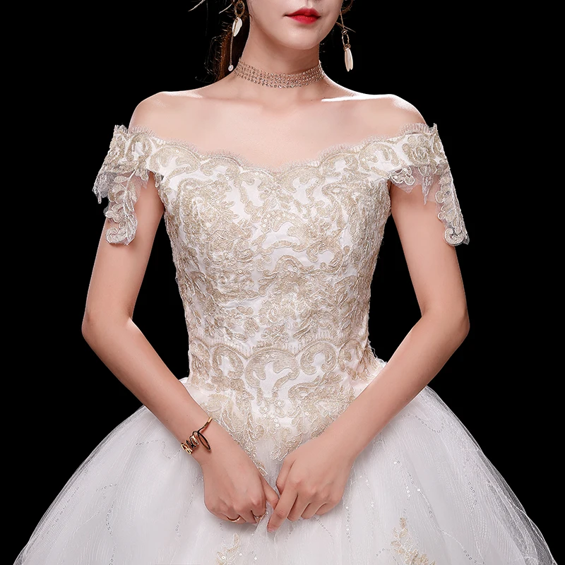 Свадебное платье с вырезом лодочкой, Vestido De Novia, новое летнее стильное винтажное платье с открытыми плечами, кружевное бальное платье с открытой спиной, большие размеры
