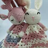 Crochet Elk Deer  Rabbite Toy Set Comfort towel Baby Rattle Biting Ring Handmade Baby Teething Ring Stuffed Plush Toys Gifts 4
