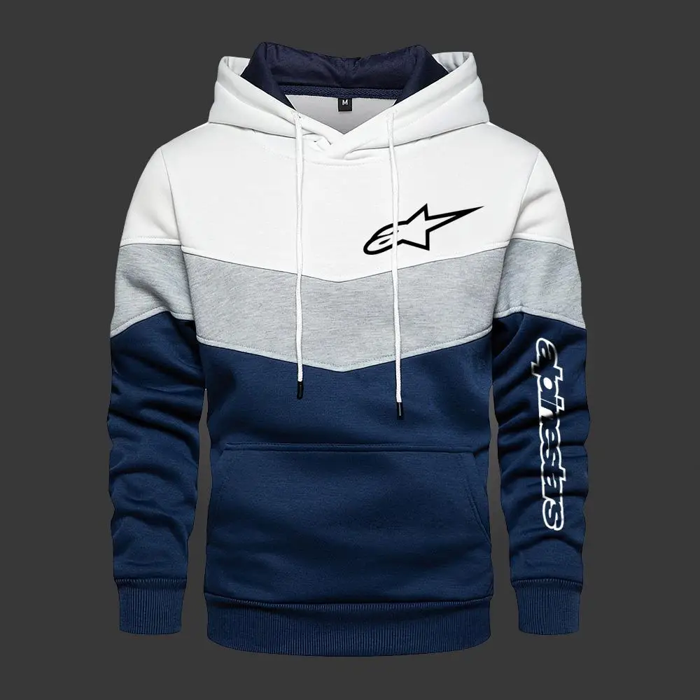 De los hombres con capucha Moda hombre: Alpinestars Color sudadera de moda manga larga otoño primavera Ccasual sudaderas con capucha deportes Patchwork sudaderas