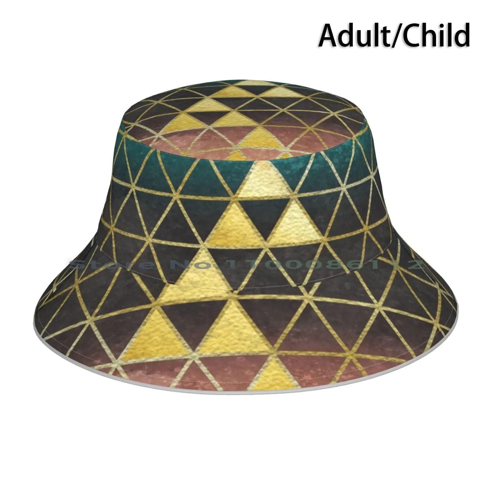 Twilight Bucket Hat Sun Cap Pattern Forma Geometrica Triforce Geometry Midna Link Twilight Princess Teal Brown Ombre Herart