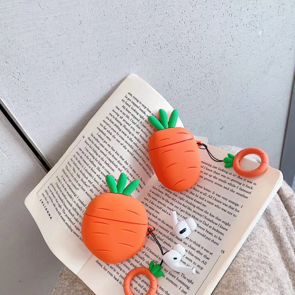 Чехол для AirPods pro 3 с мультяшными морковками, чехол для наушников s для Apple Airpods 2 1, забавная Защитная крышка с кольцом на палец
