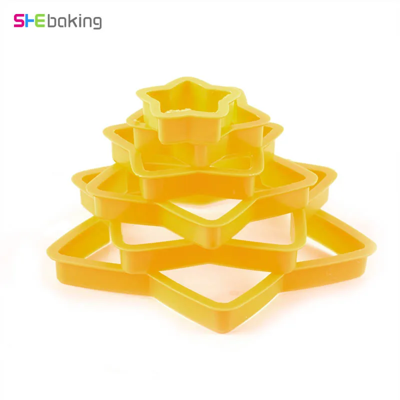 Shebaking 6 шт. Пластик формочка для печенья в виде звезды пресс-форм 3D печенье cиликоновая форма формы для кухни десерт торт украшения