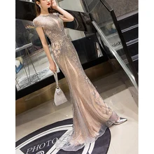 Длинные женские вечерние пышные платья в стиле русалки, сексуальное роскошное платье с бриллиантами, платье для выпускного вечера в Дубае размера плюс