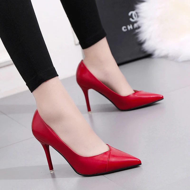 Пикантные женские туфли-лодочки Европейский и американский стиль Острый носок