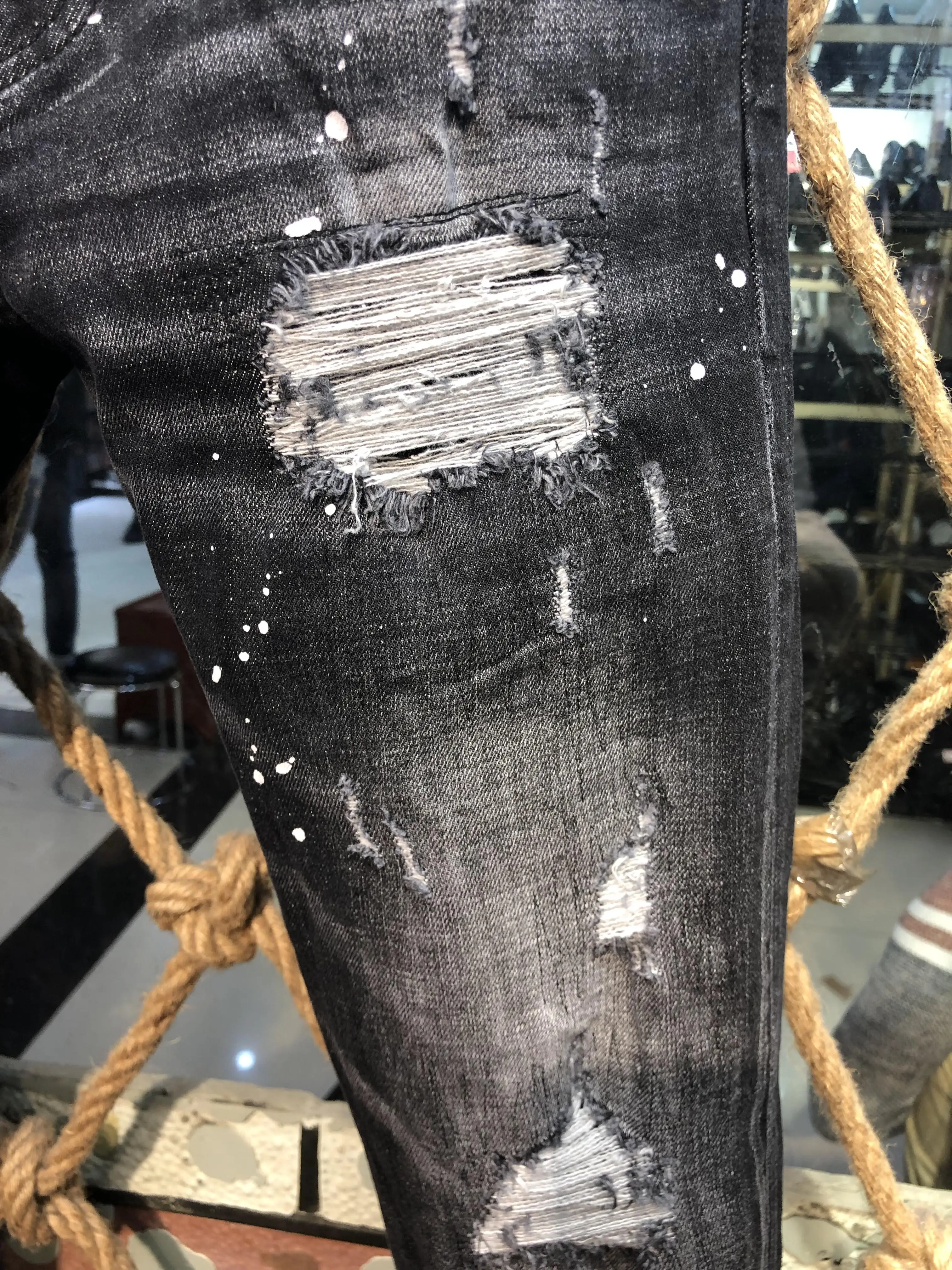 DSENQI NEW Men Jeans Ripped for DSQ Jeans Pants Men Jeans Outwear Man Pants 9603