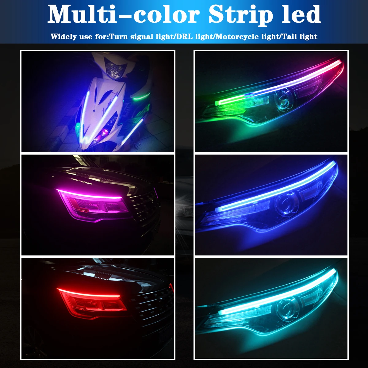 RGB DRL полосная фара полосы для Ford Fiesta ST Focus 2 MK2 Fusion Mondeo MK4 автомобиля дневного света красочные дальнего света