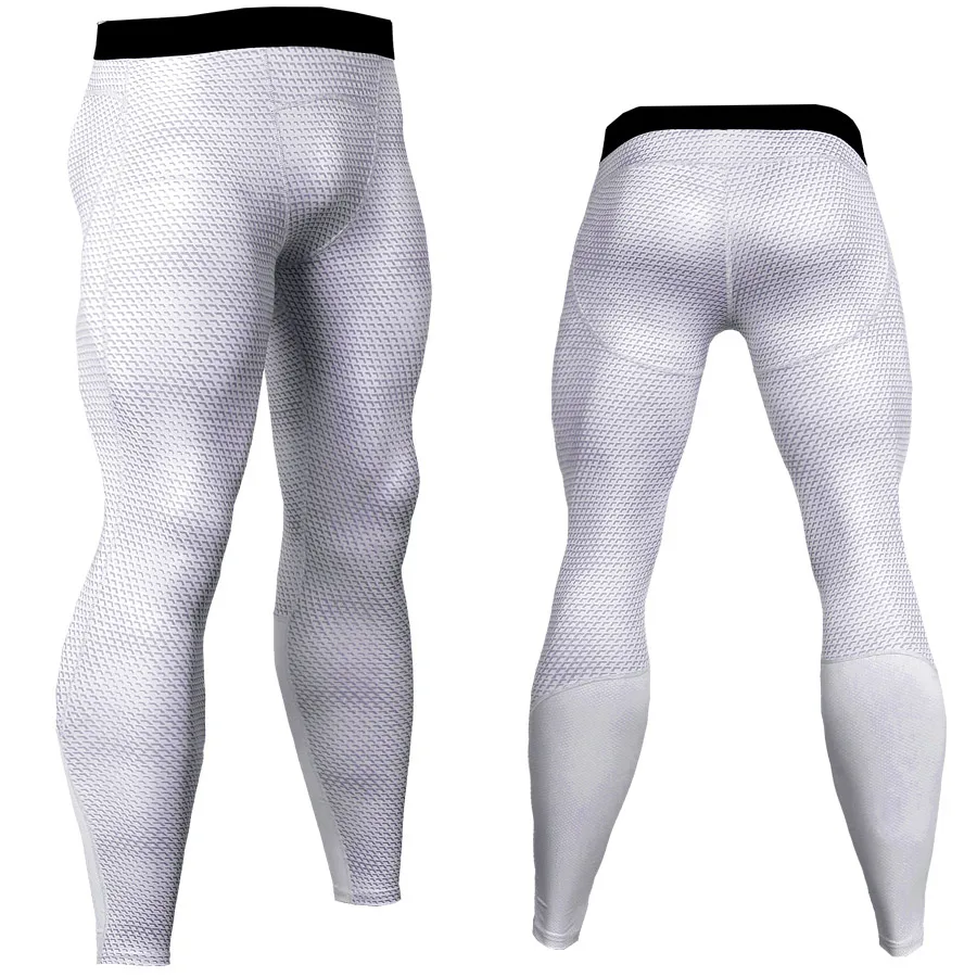 New Model Sweat Quick Dry Compression Sets Men Long Johns Thermal Underwear fitness bodybuilding shapers - Цвет: White-trousers