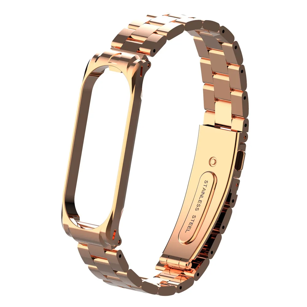 Rose Gold Mi Band 4 Strap for Xiaomi Mi Band 4 Bracelet Smart Watch Stainless Steel Band - Цвет: Rose Gold