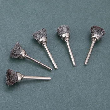 

10pcs 3mm Dia Brass Wire Wheel Brush Cup For Grinder Drill Rust Weld Rotary Tool