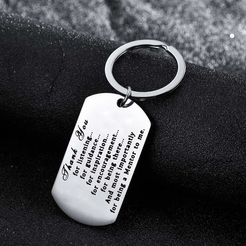 12PCs Stainless Steel Dog Tag Pendant Key Ring Dad Keychains Gifts Thank You For Listening Guidance Inspiration Keyrings | Украшения и