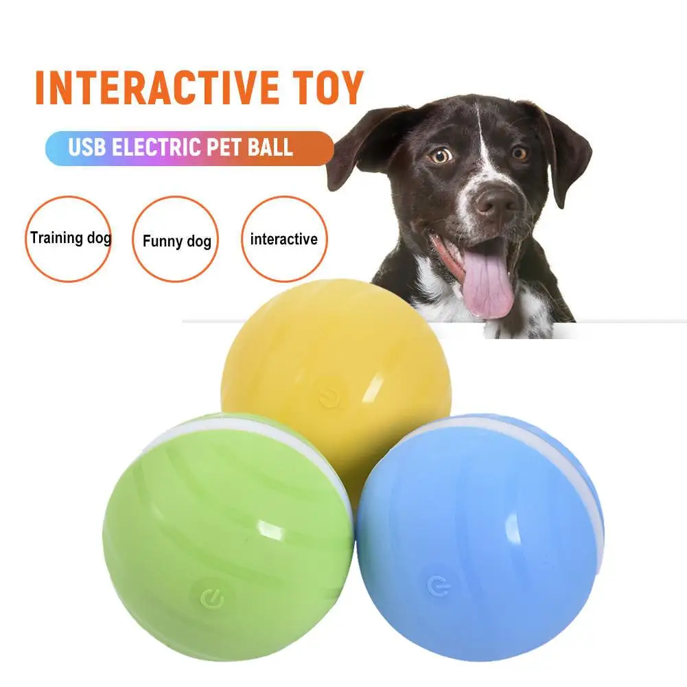 Активный прыгающий шар, игрушка для собаки, USB Электрический мяч для питомца, светодиодный, роликовый, эластичный шар, кошка, автоматический рулон, забавная интерактивная игрушка, водонепроницаемая