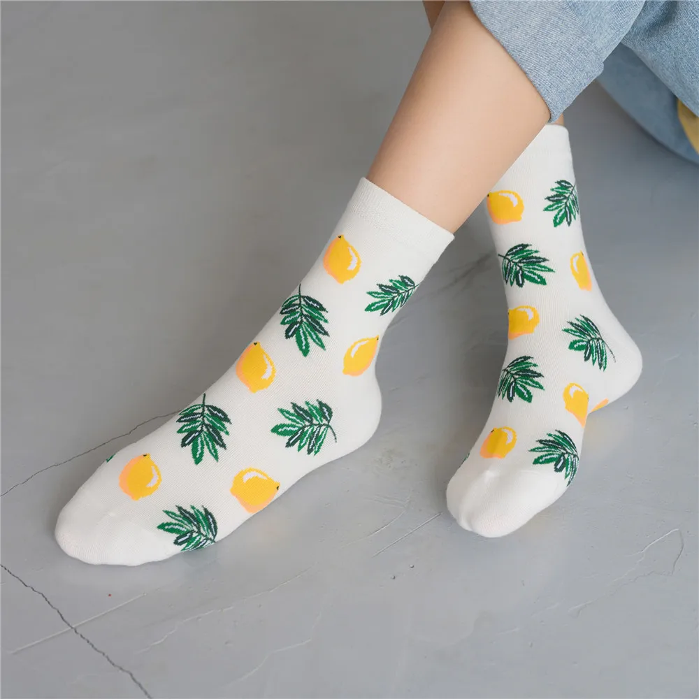 Harajuku счастливые мужские носки, забавные мультяшные носки с фруктами, авокадо, бананом, бургером, фри, пивом, печеньем, жареной курицей, носки для скейтборда