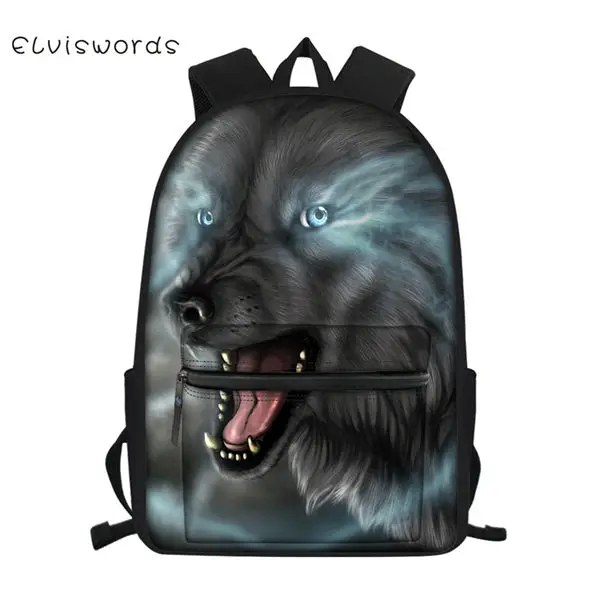 CDWX3773Z58 ELVISWORDS модный детский Школьный брезентовый Рюкзак "Fantasy Wolf" с животным узором для студентов, школьные сумки для книг, детские дорожные рюкзаки - Цвет: CDWX3773Z58