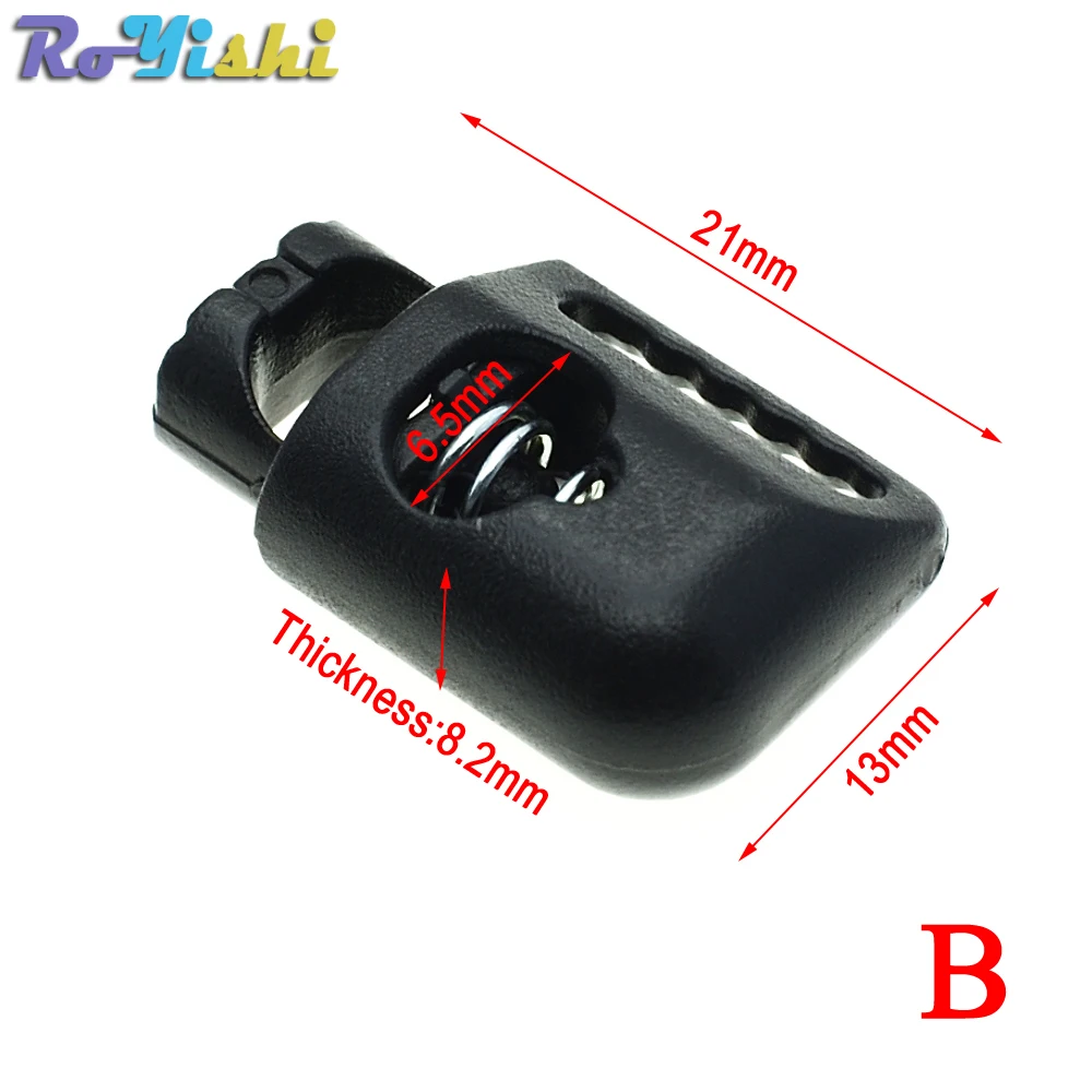 10 Pcs/Pack Cord Lock Toggle Clip Stopper Plastic Black For Bags/Garments