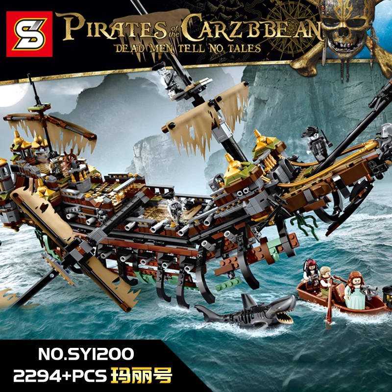 

SY 1200 Pirate Caribbean Ship Silent Mary Building Blocks Compatible legoingLYs 71042 LP 16042 Toy for child birthday gifts