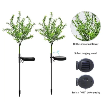 

2pcs Party Patio Energy Saving Stake Lamp Landscape Color Changing Pathway Lawn Outdoor 15LED Solar Garden Light Christmas Tree