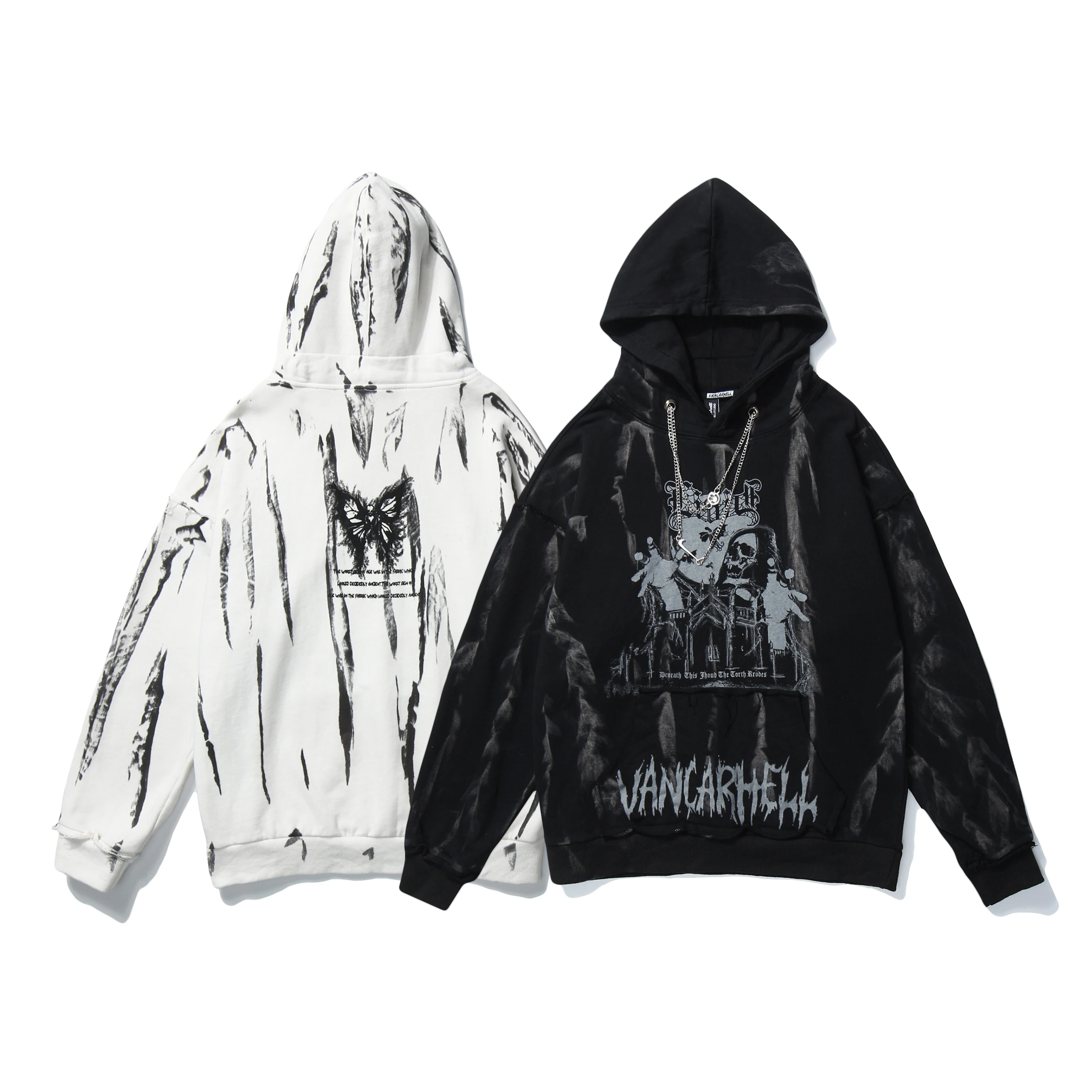 Толстовка с принтом череп цепями darkwear streetgoth harajuku streetwear|Толстовки и свитшоты| |