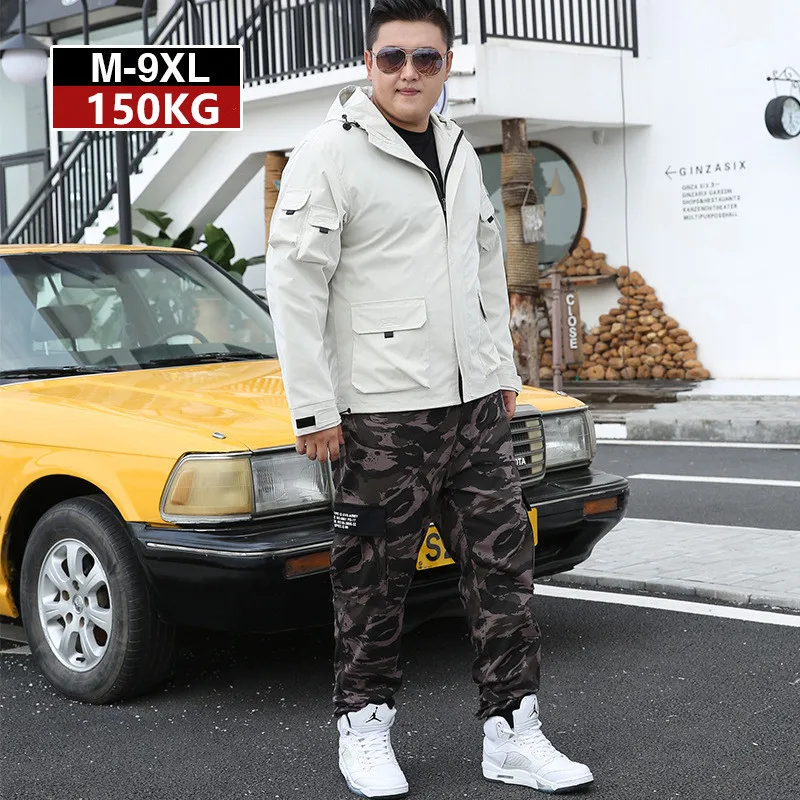 

Mens Tracksuit Male 2 Piece Autumn Camouflage Kids Sports Pants Ivory Hoodie Jacket Coat Big Size 5XL 6XL 7XL 8XL 9XL Clothes