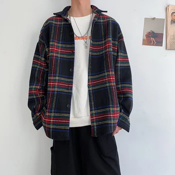 

Men's shirts autumn/winter 2019 new slim plaid plaid padded shirts loose casual fashion personalized youth men's wear