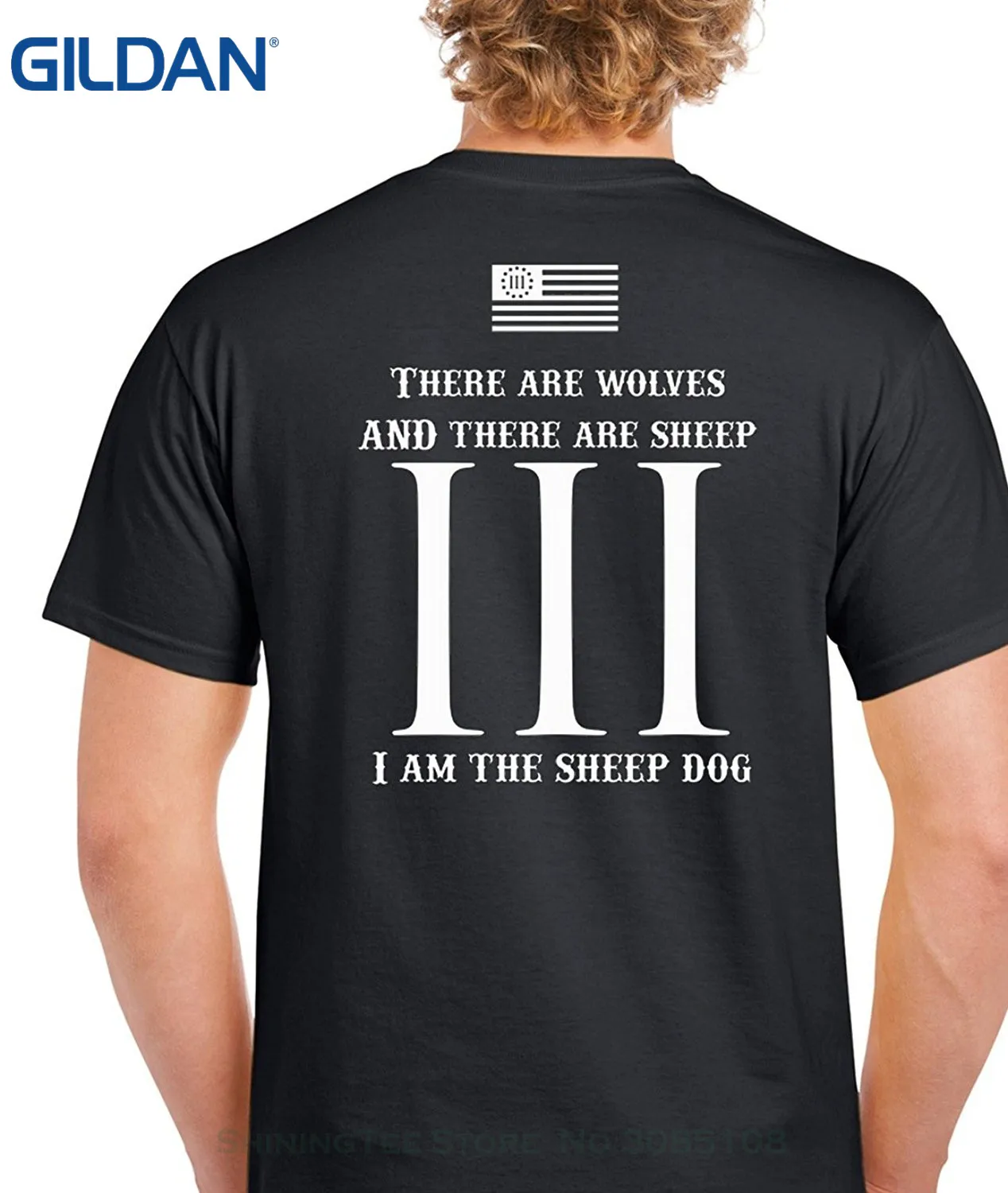 

New Men Cotton tshirt Aw Fashion's I Am The Sheep Dog 3 Percenter | 2nd Amendment Wolfs And Sheep Men's T-shirt