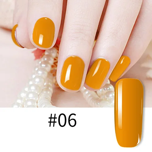 Желтый цвет серии УФ Гель-лак Новая мода женский чистый цвет маникюрный лак lakiery hybrydowe дизайн ногтей - Цвет: 06