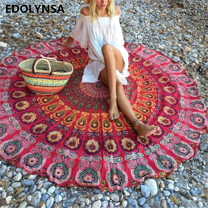 

New Arrivals Round Beach Blanket Printed Manta Mandala Blanket Yogamat Beach Roundie Circle Blanket Tapestry #G4