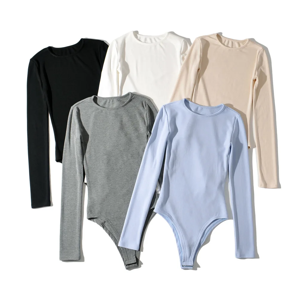 

Женское боди с длинным рукавом и круглым вырезом