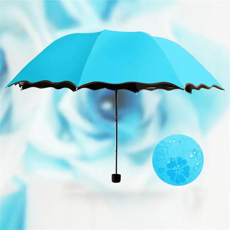 6 цветов, анти-УФ, водонепроницаемый, портативный, для путешествий, Цветочный зонтик, модный, складной зонтик, для дождя, для женщин, подарок, для мужчин, мини карманный зонтик - Цвет: blue