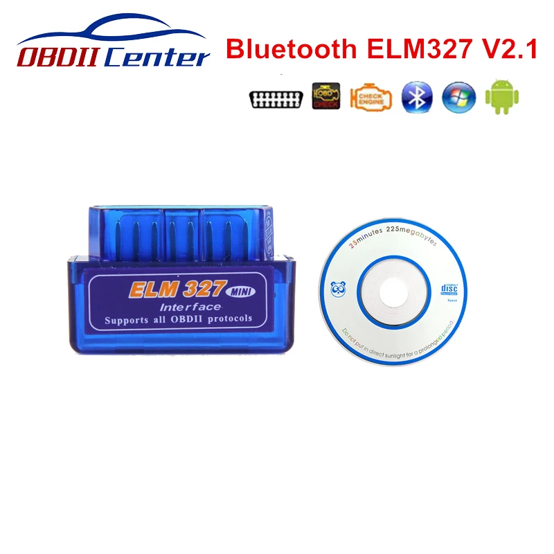Мини ELM327 автомобильный Bluetooth V2.1 ODB2 диагностический инструмент сканирования для Android/SymbianWindows для OBDII протокол код считывания авто - Цвет: Синий