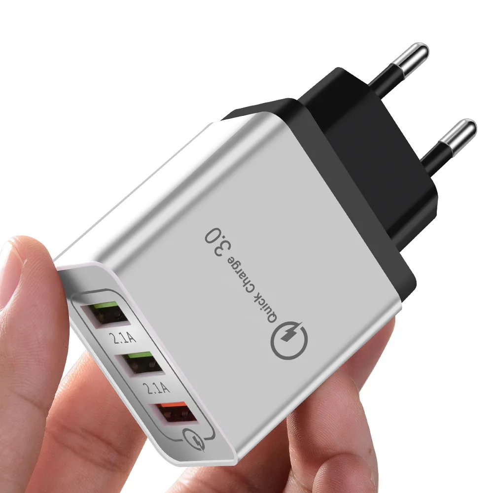 Универсальный 3 Порты и разъёмы USB Зарядное устройство Quick Charge 3,0 для IPhone X 8 7 IPad стены Зарядное устройство для samsung Xiaomi huawei мобильного телефона Зарядное устройство - Тип штекера: black