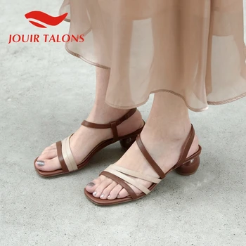 

JOUIR TALONS 2020 Brand Design Genuine Leather Women Sandals Strange Style Heels Narrow Band Pumps Summer Casaul Women Shoes