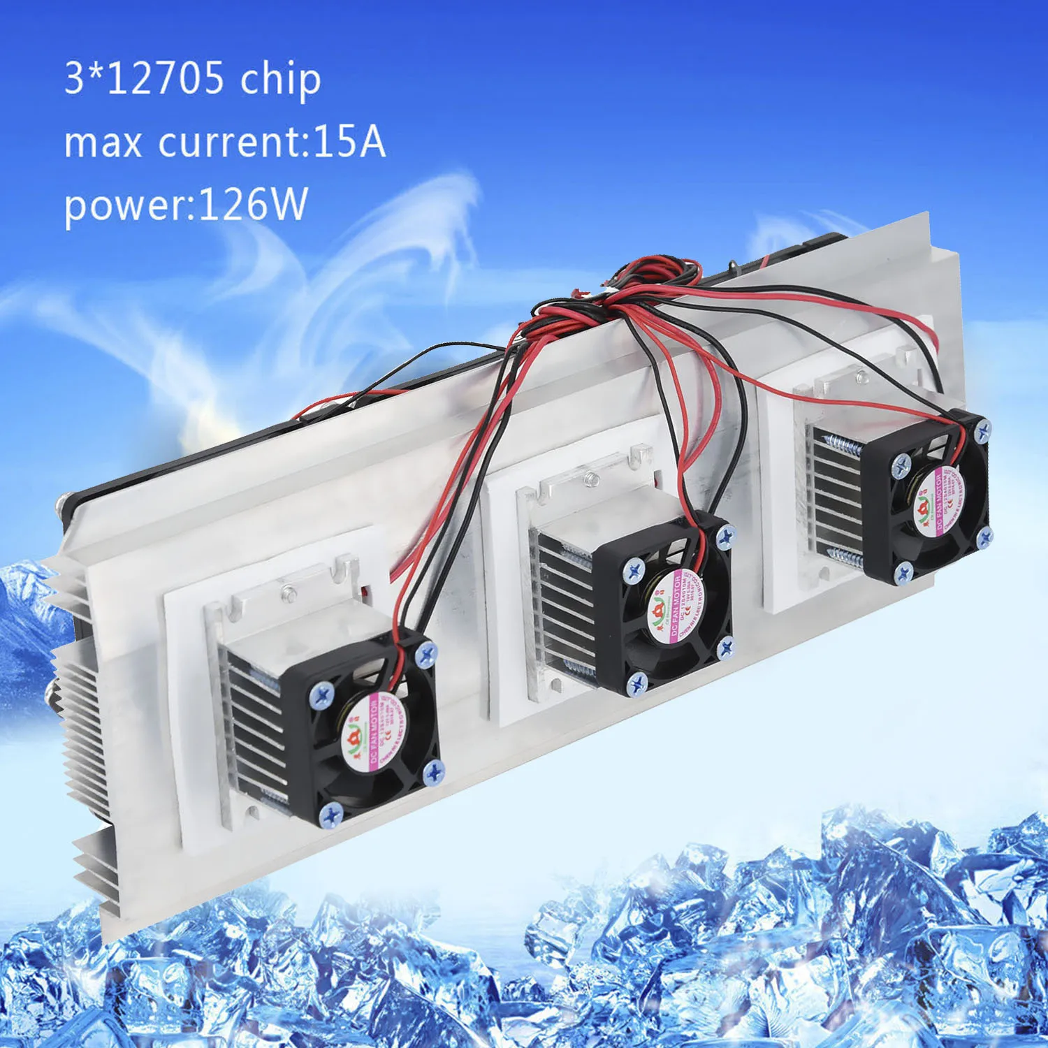 

Tri-core Thermoelectric Peltier 126w Refrigeration Air Cooling Cooler Heaksink 300*110*75mm/11.8*4.33*2.95 Inches