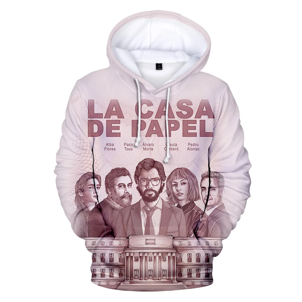 Толстовка La Casa De Papel 3D для мужчин и женщин Свитшот в стиле Харадзюку бумажный дом