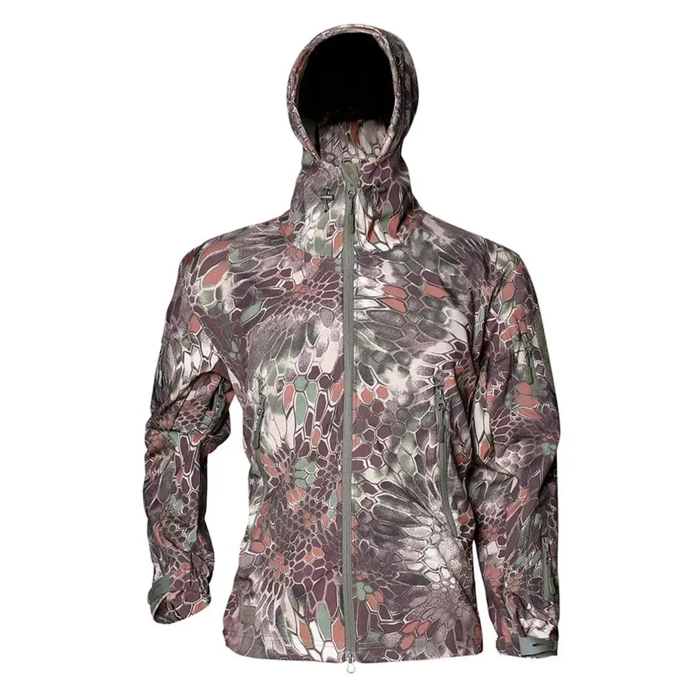 Военная Тактическая мужская куртка из мягкой кожи акулы водонепроницаемая ветрозащитная ветровка износостойкое мужское теплое пальто - Цвет: Mountain Python