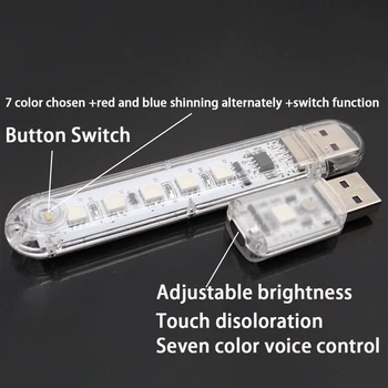 

Mini USB LED Night Light For PC Laptops Computer Mobile Power Reading Lamp 5V Book Lights 5 Leds Portable Book Light RGB 5050